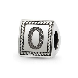 Black Bow Jewelry Triangle Block, Number 0 Sterling Silver Bead Charm - 1 of 3