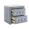 Gulches 1pc Modern Upholstered Nightstand with Faux Marble Top, Button Tufted Fabric & Two Storage Drawers - 2 of 4
