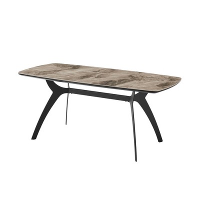 Andes Ceramic and Metal Rectangular Dining Table Gray/Black - Armen Living