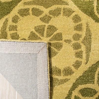 Honey and Green Hand-Tufted Wool and Viscose 4' x 6' Area Rug