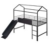 Twin Loft Bed, Twin Size Loft Bed With Slide Metal Slats, Writing Board, Safety Guardrail, Ladder, Multi-functional Metal Toddler Loft Bed For Bedroom - image 3 of 4