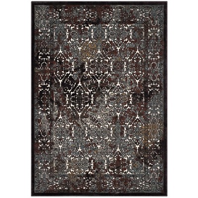 Modway Westia Ornate Turkish 5x8 Vintage Area Rug - Dark Brown/Silver Blue,  Polypropylene / Polyester Blend ,  Tight Low Pile Weave