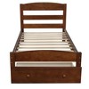Twim Size Wood Platform Bed with Storage Drawer and Wood Slat Support - 3 of 4