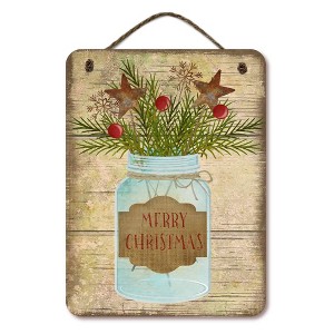 Courtside Market Merry Christmas Jar  12x16 Hanging Artboard with Twine - 1 of 2