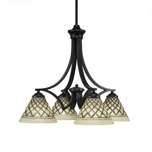 Toltec Lighting Zilo 4 - Light Chandelier in  Matte Black with 7" Chocolate Icing Shade - 1 of 1