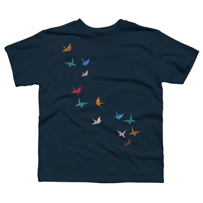 Boy's Design By Humans Flying Paper Cranes Birds By Magnussons T-Shirt