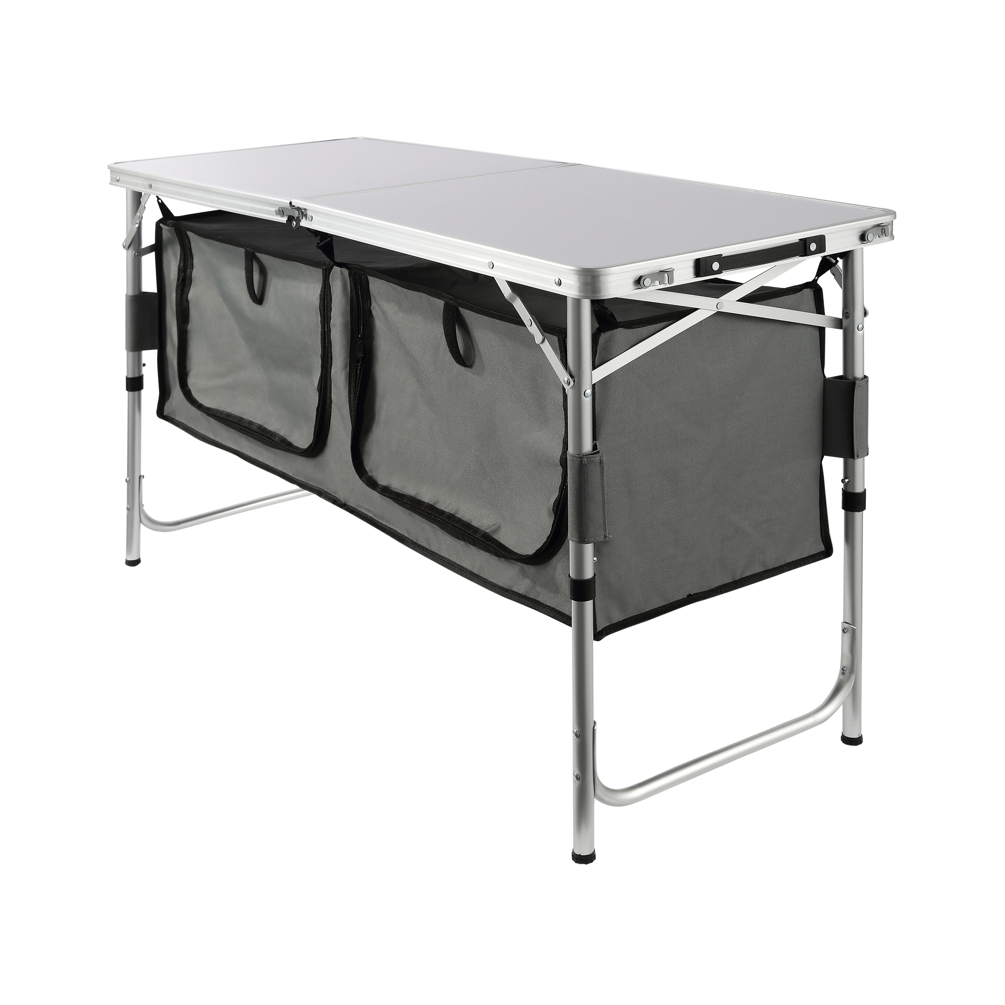 VEVOR Camping Kitchen Table, Quick set-up Folding Camping Table with A Carrying Bag, 3 Adjustable Heights, MDF Camping Table