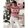 Clearlove Womens Christmas Reindeer Jacquard Knit Sweater Artisanal Festive Pullover with Heirloom Craftsmanship - 2 of 4