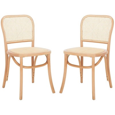 Natural Cane and Wood Side Chair Set