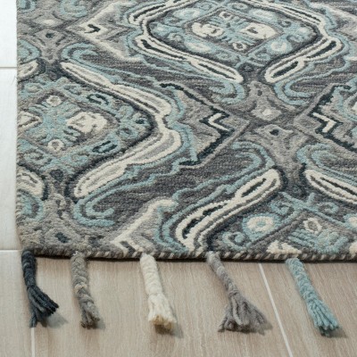 Hand-Knotted Gray Wool 8' x 10' Boho Area Rug