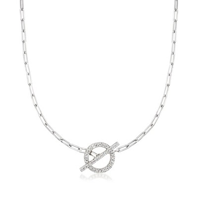 Pure Collection by Ross-Simons 0.25 ct. t.w. Diamond Toggle Paper Clip Link Necklace in Sterling Silver Size 16