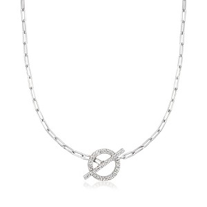 Pure Collection by Ross-Simons 0.25 ct. t.w. Diamond Toggle Paper Clip Link Necklace in Sterling Silver Size 16 - 1 of 3
