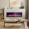 HOMCOM 60" Ultra-thin Recessed and Wall Mounted Electric Fireplace, Fireplace Heater with Adjustable Flame Effect, Crystal, Black - 3 of 4
