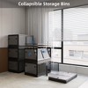 Modern Sideboard Decorative Storage Cabinet, 3-Pack Transparent Stackable Storage Bins with 5 Doors and Wheels, Folding Plastic Craft Container, Black - 2 of 4