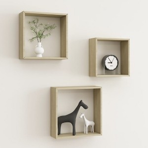 vidaXL Wall Cube Shelves 3 pcs Sonoma Oak - 1 of 4