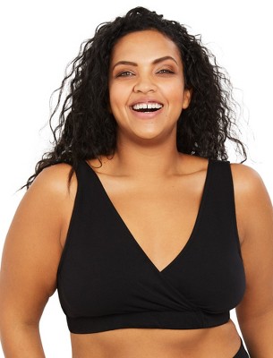 Image of Plus Size Wrap Maternity and Nursing Sleep Bra - Black, 2X | Motherhood Maternity