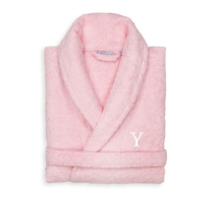Linum Home Textiles 100% Turkish Cotton Personalized Terry Bathrobe in White Bookman Font