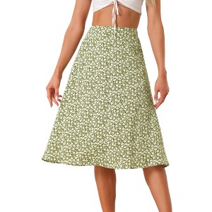 Allegra K Women's Chiffon Summer Vintage Floral Print A-Line Midi Skirts - 1 of 4