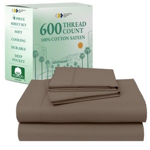 5-Star Luxury Sheet Set - 600 Thread Count 100% Cotton Sateen - Soft & Crisp Bed Sheets with Deep Pockets by California Design Den - 1 of 4