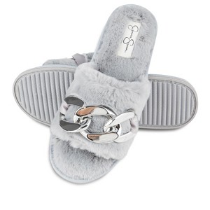 Jessica Simpson Womens Fuzzy Open Toe Slide Slipper - 1 of 4