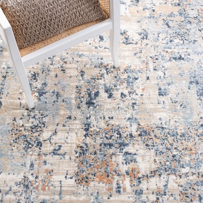Abstract Cream and Beige Wool Synthetic 4' x 6' Area Rug