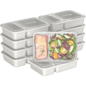 20-Piece 2-Compartment Reusable Meal Prep Containers with Lids, PFAS - 1 of 4
