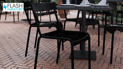 Nash Black Steel Armless Stackable Mid-Back Chair