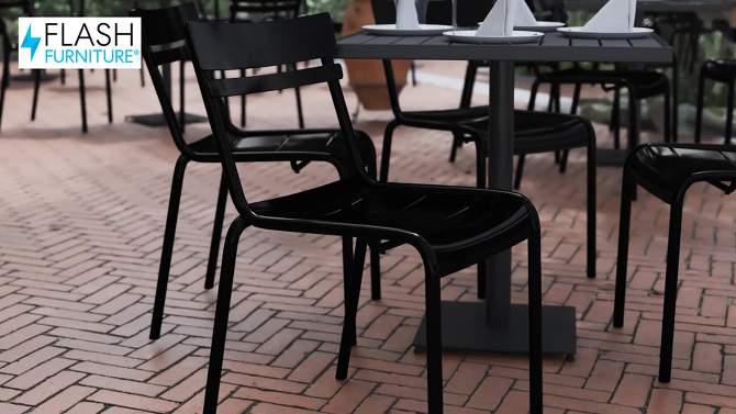 Flash Furniture Nash Commercial Grade Steel Stack Chair, Indoor-Outdoor Armless Chair with 2 Slat Back, 2 of 13, play video