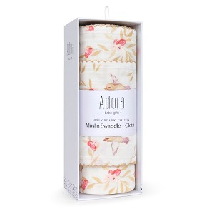 Muslin Baby Swaddle Blanket & Burp Cloth Set - 100% Organic & Breathable Cotton Cloth to Wrap Newborns - Skin Friendly Baby Essentials for Swaddling - 1 of 4