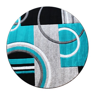 Emma and Oliver Olefin Accent Rug with Modern Geometric Pattern with Natural Jute Backing