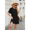 Womens Flowy T Shirt Dress Bell Sleeve Summer Shift Dress with Flounce Hem Flutter Lounge Dress Boat Neck Short Sleeve Mini Dress - 3 of 4