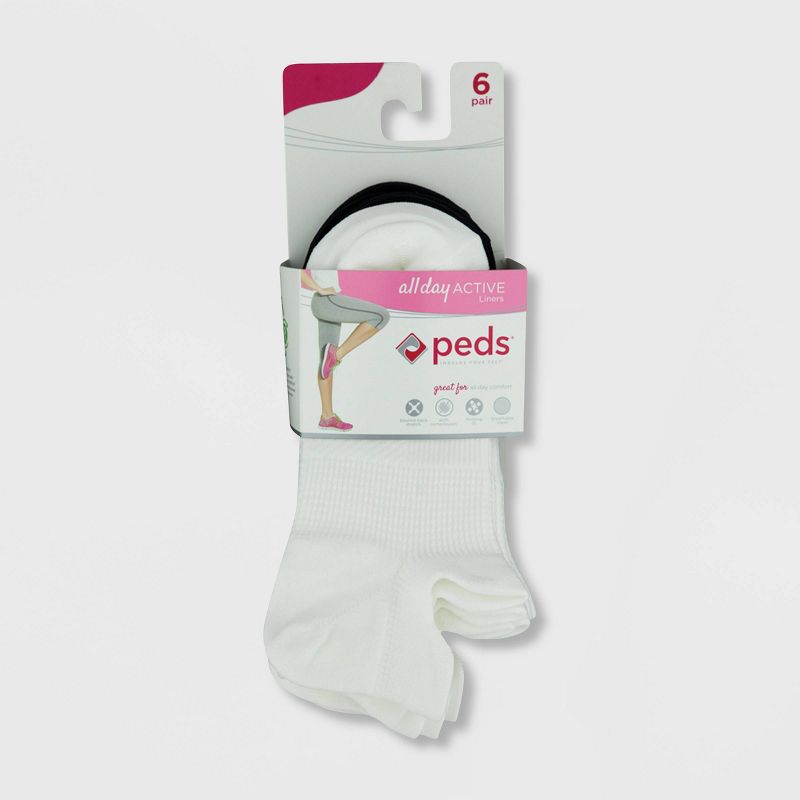 Peds All Day Active Women's 6pk Ultra Low No Show Tab Liner Athletic Socks - 5-10, 3 of 8