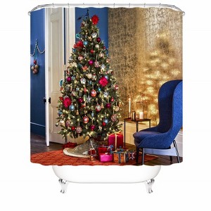 Christmas Tree And Gifts Shower Curtains for Bathroom Waterproof Fabric Bath Curtain Durable Soft Stylish Bathroom Decor 72x72 Inch - 1 of 1