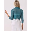 INSPIRE CHIC Women's Semi Sheer Open Front Elegant 3/4 Sleeves Mesh Bolero Shrug - 4 of 4