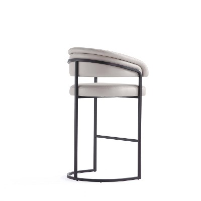 Augusta Light Gray Leatherette Upholstered Barstools with Metal Frame, Set of 2