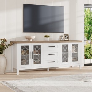 Garvee TV Stands for Living Room, Entertainment Center with Glass Door, Television Stands 2 Storage Door & 3 Drawer & Adjustable Shelves for Bedroom - 1 of 4