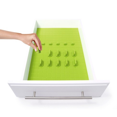 KMN Home DrawerDecor Silicone 16 Piece Customizable Drawer Organizer  Starter Kit - Lime