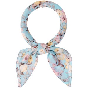 Allegra K Women's Chiffon Floral Print Square Scarves Kerchief Neck Scarf Neckerchief - 1 of 4