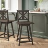 Flash Furniture Gwendolyn Commercial Grade Solid Wood Modern Farmhouse Swivel Counter Height Barstool - 2 of 4