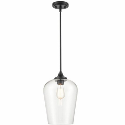 Ashford Mini-Pendant Light in Matte Black with Clear Glass Globe