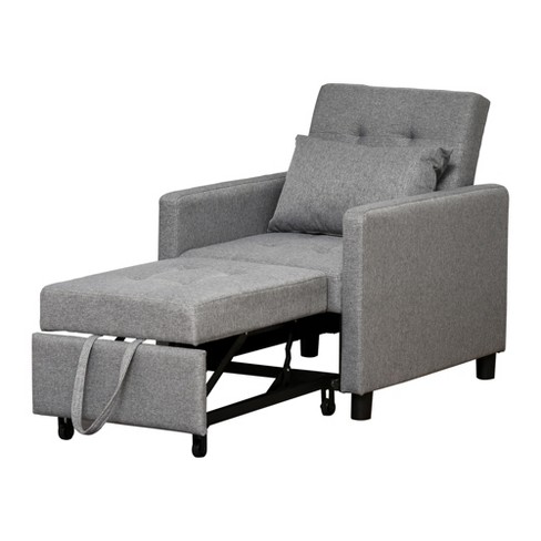 3-in-1 Pull-Out Convertible Adjustable Reclining Sofa Bed-Gray - Gray