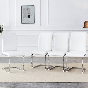FONTOI 4PCS Arch Dining Chairs with High Resilience, Dining Chair with Arched Metal Legs for Living Room, White&Silver, 21.6"*39"*17.3" - 1 of 4
