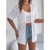 Clearlove Women's Summer Short Sleeve Crochet Cardigan Sweaters Lightweight Boho Knit Kimono Outwear - 2 of 4