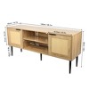 Wooden TV Stand for TVs up to 65 Inches,with 2 Rattan Decorated Doors and 2 Open Shelves,Living Room TV Console Table - 2 of 4