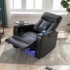 Whisen Power Recliner with Storage Arms, Cupholders & Tray Table - Black - 2 of 4