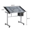 SEVOBAL Desks Adjustable Glass-Top Drafting Desk with Mobile Base, Professional Art Station with Storage for Designer, Silver, 39.17"*27.56"*5.91" - 3 of 4