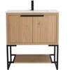 Kingsford Grooved-Look Bathroom Vanity in Bright Oak with White Ceramic Sink - 4 of 4
