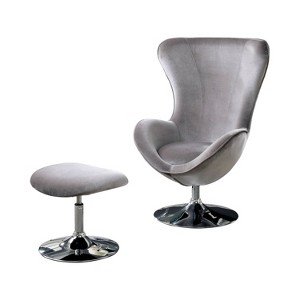 Ashford Contemporary High Back Chair with Ottoman Gray - ioHOMES