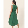 INSPIRE CHIC Women's Sleeveless High Low Wrap V Neck Midi Knit Pleated Flowy Dress with Pockets - 4 of 4