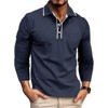Men's Business Casual Long Sleeve Polo Shirt Collared T-Shirt Top - 3 of 4